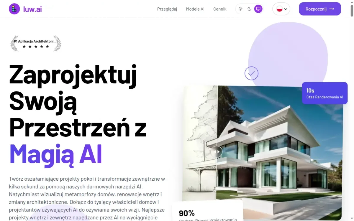 Luw.ai — AI do projektowania wnętrz i elewacji ze szkicu