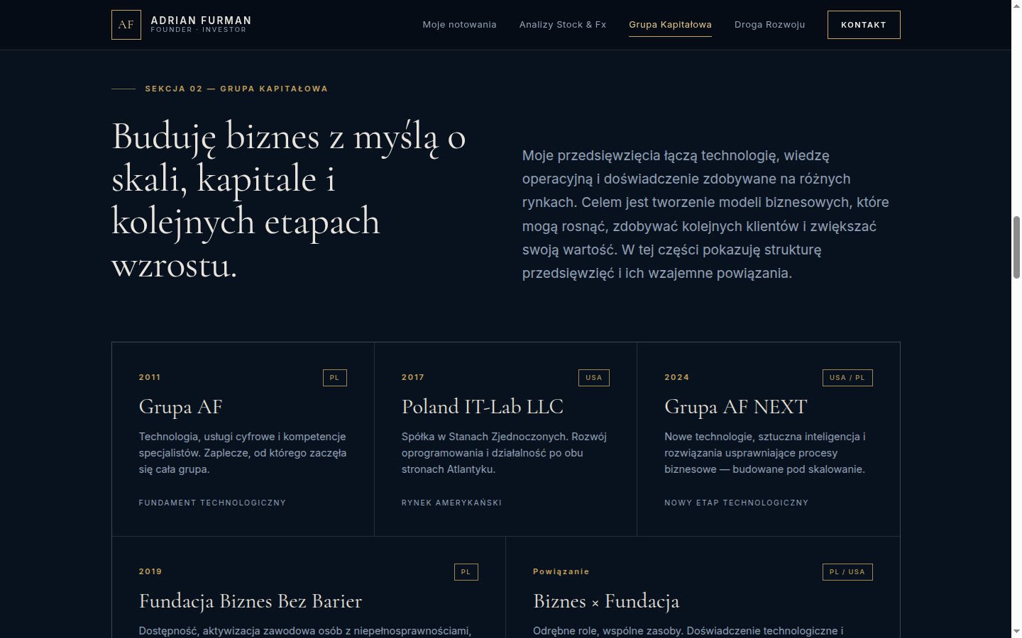Capital group section — companies and timeline