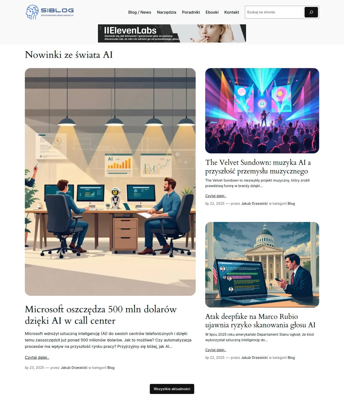 Portal sztucznainteligencjablog.pl - przykład działającej automatyzacji