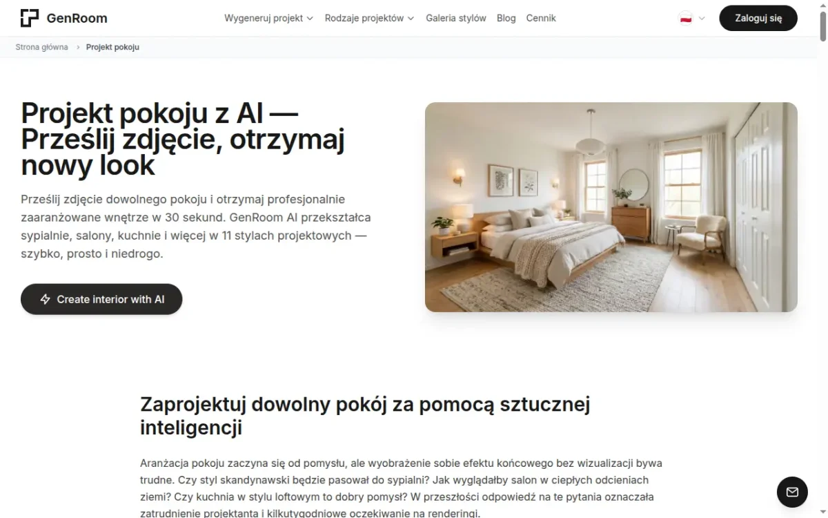 GenRoom — projekt pokoju z AI na podstawie zdjęcia