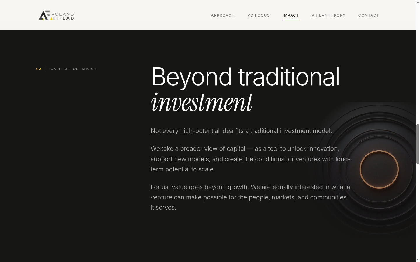 Sekcja Capital for Impact